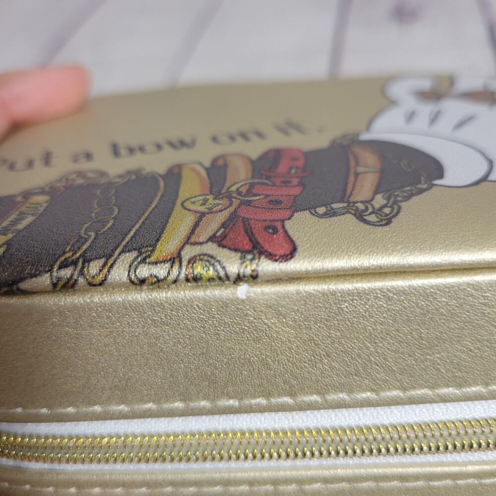 Disney Minnie Mouse Travel Jewelry Case with Zipper Gold Matte Metallic Faux - Picture 10 of 10